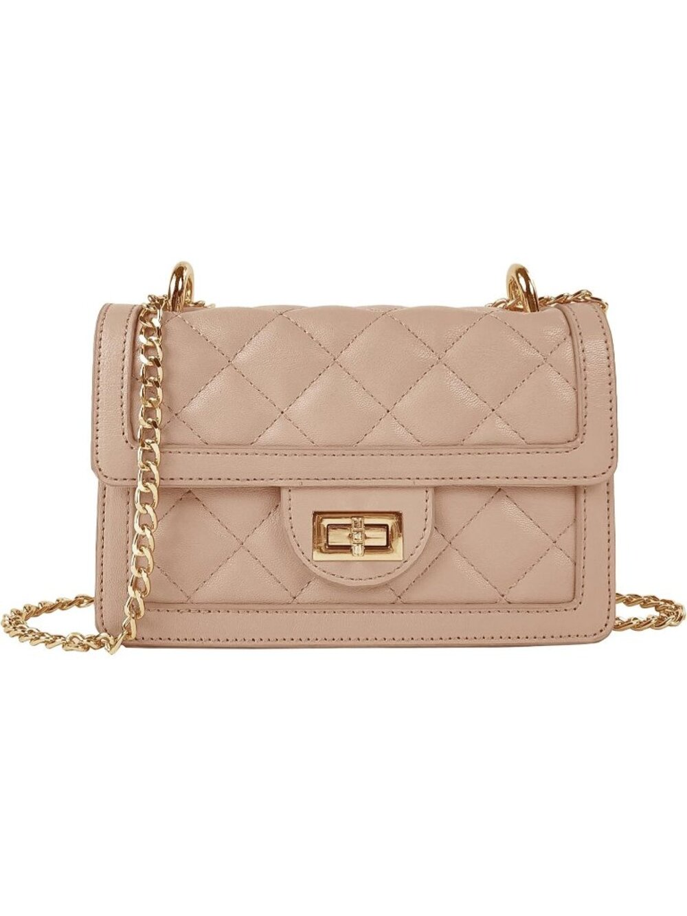 Women's Nude Small Quilted Crossbody Bag Designer Mini Shoulder Purse